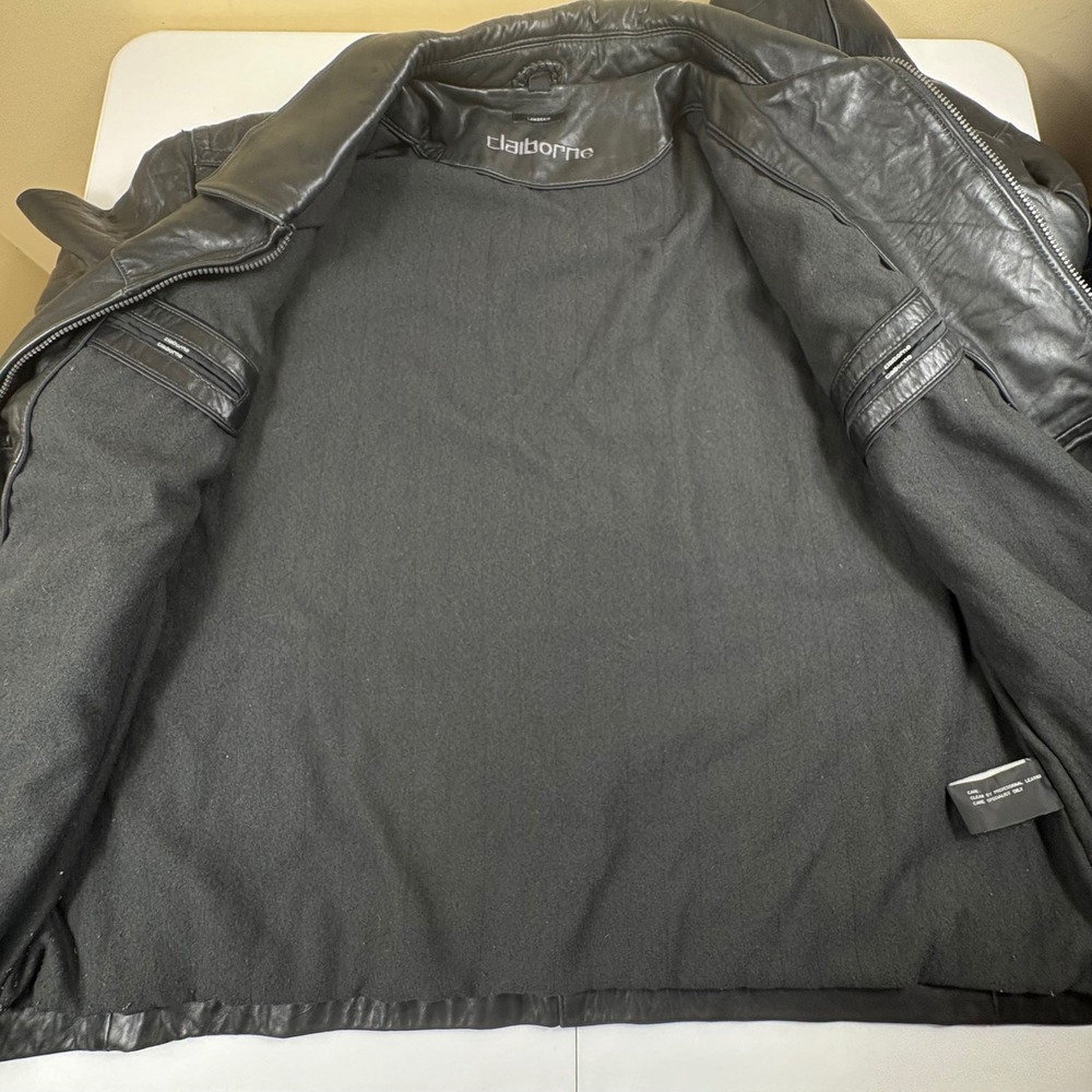 Vintage Lambskin Leather Jacket Mens 2XL Black Full Zip Minimalist - Picture 11 of 16
